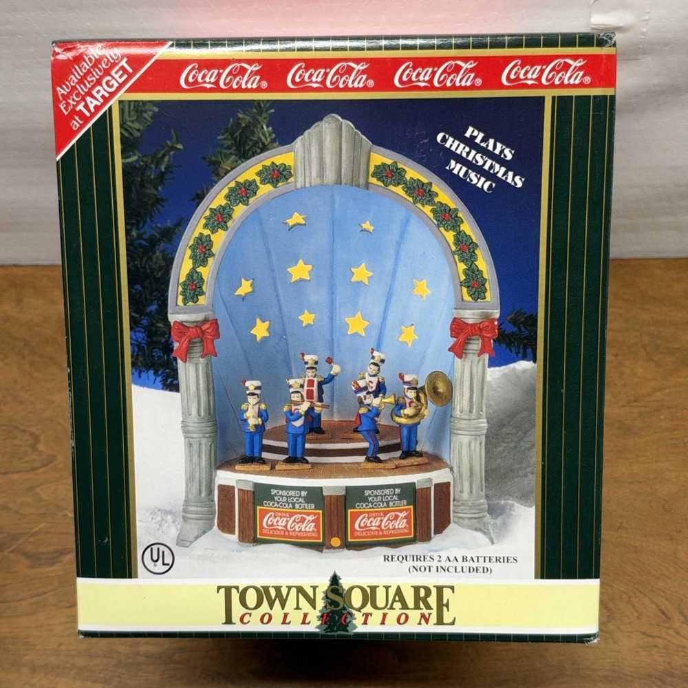 1998 Coca-Cola Town Square Collection Town Bandstand Musical Christmas Village